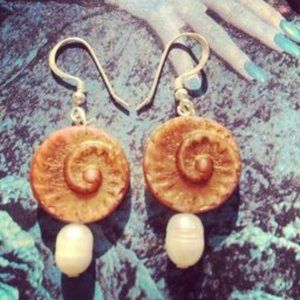 Moon and sea "Capricorn" earrings- natural semiprecious handmade pearl silver